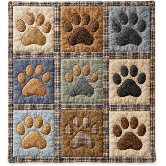 Cute Paw Print Soft Flannel Blanket, Dog Fan Patchwork Sofa Throw,
Brushed Fabric Throw Blanket, Lightweight Four-Season Sofa Bed Travel Car Blanket for Pet Lovers