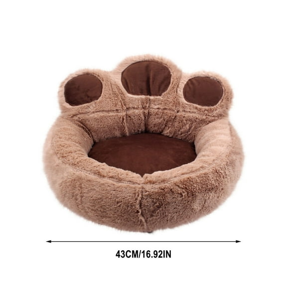 Cute Paw Shape Calming Pet Bed with Removable Washable Cover, Pet Nest for All-Season Use Plush Faux Fur Donut Bed for Dogs & Cats