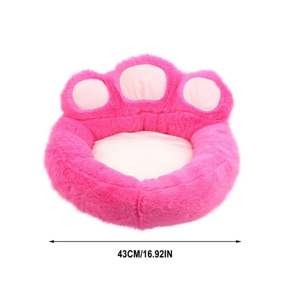 Cute Paw Shape Calming Pet Bed with Removable Washable Cover, Pet Nest for All-Season Use Plush Faux Fur Donut Bed for Dogs & Cats