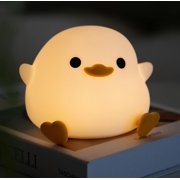 HAPPYBAG Cute Pea Duck Night Light,Duck Lamp,2 Levels Dimmable Silicone
