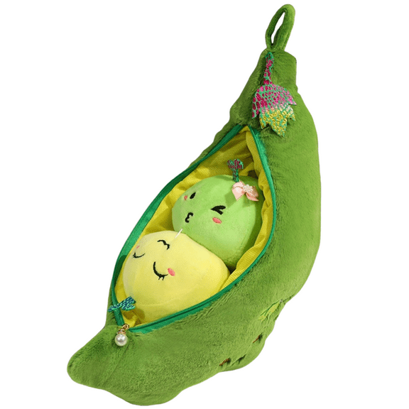 Cute Pea Plush Pillow-15'' Soft Plush Elastic Cartoon Zipper Closure Caterpillar Stuffed Animal Toys
