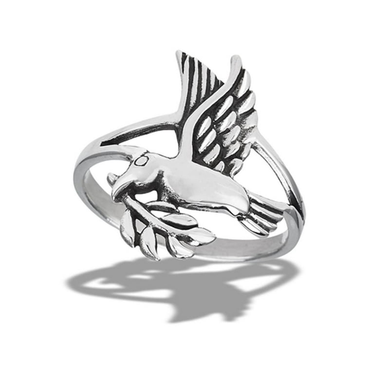 Cute Peace Dove Ring .925 Sterling Silver Band Jewelry Female Male Unisex Size 7 Walmart