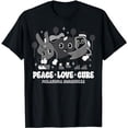 thumbnail image 1 of Cute Peace Love Cure Black Ribbon Groovy Melanoma Awareness T-Shirt, 1 of 5
