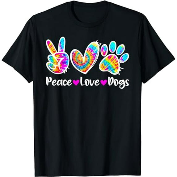 Cute Peace Love Dogs Tie Dye Dog Paw Dog Mom Mothers Day T-Shirt