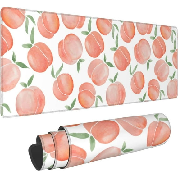 Cute Peach Funny Large Mouse Pad for Desk XL Gaming Mouse Pad 31.5x11.8in Extended Desk Mat Non-Slip Base Desk Pad with Stitched Edge Computer Keyboard Mouse Mat Gaming Mousepad for Home Office