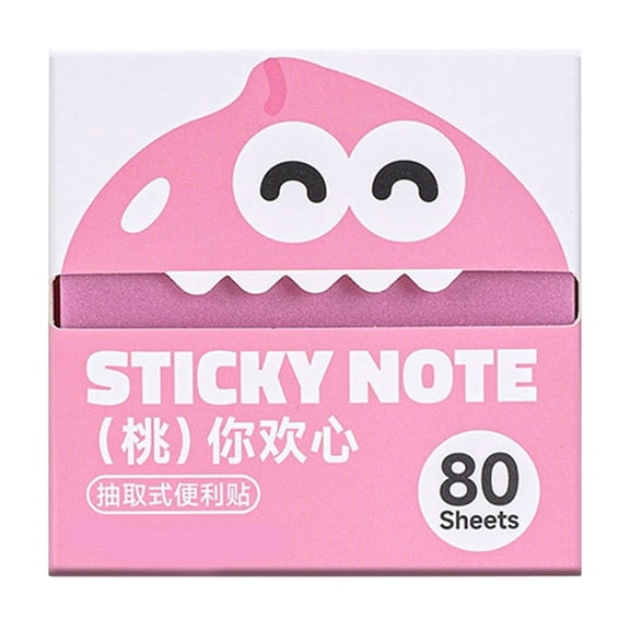 Cute Peach Pop-Up Translucent Sticky Notes, 3.1"x3.1" Clear Self-Stick Pads with Slide-Out Dispenser Box, 80 Sheets Total