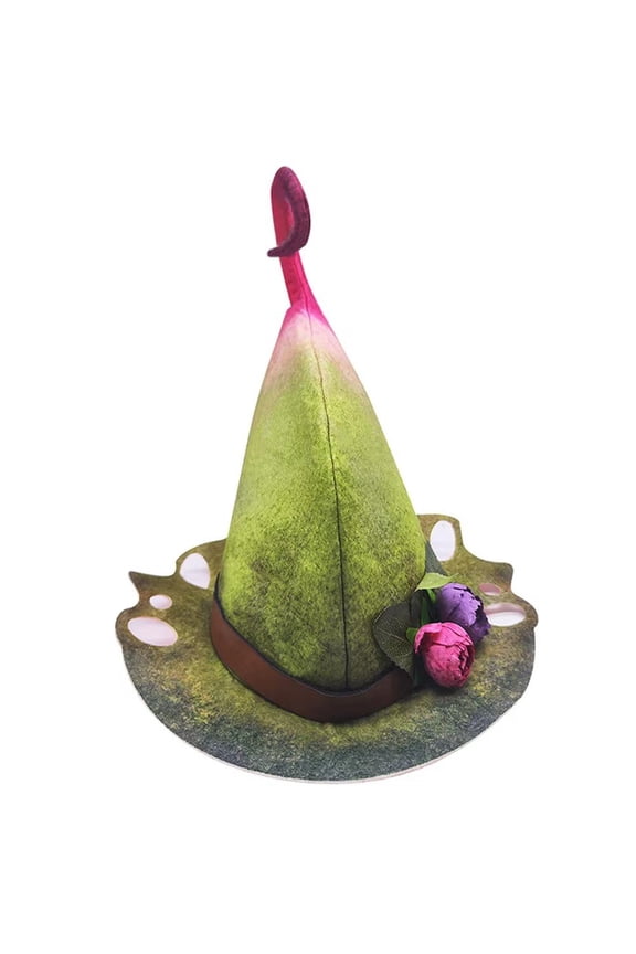 Cute Peach Witch Hat, Halloween Party Hat, Funny Witch Hat with Flowers for Women