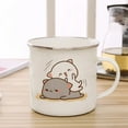 Cute Peach and Goma Cat Enamel Coffee Tea Cup Adorable Animal