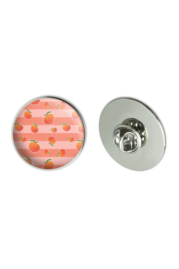 Cute Peaches and Stripes Pattern Metal 1.1" Tie Tack Hat Lapel Pin Pinback