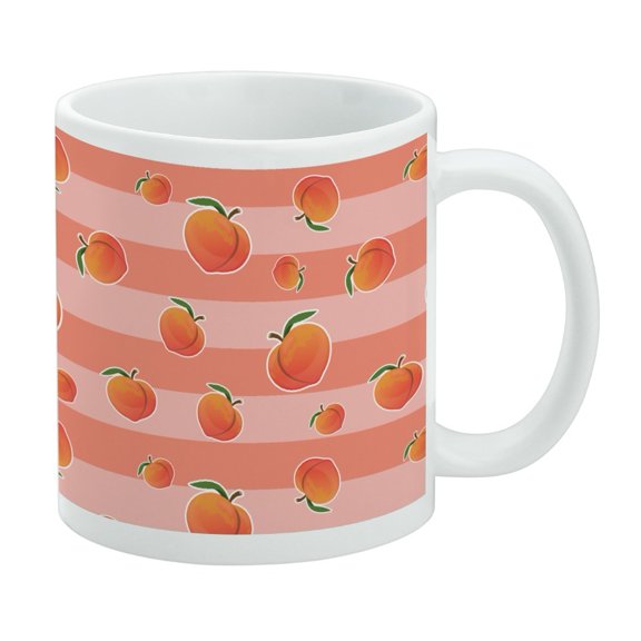 Cute Peaches and Stripes Pattern White Mug