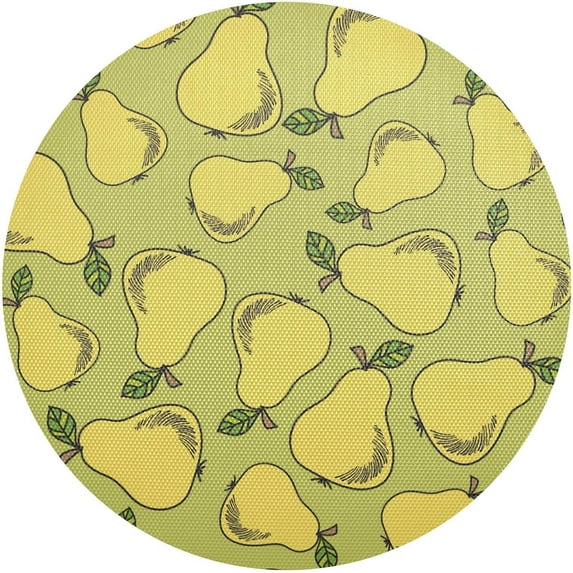 Cute Pear Placemats Round Table Mats Non-Slip Washable Heat Resistant Kitchen Place Mat for Home Dining Coffee Tabletop (6PCS) Home Decor
