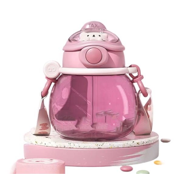 Cute Pear-Shaped Water Bottle for Women and Kids, Large Capacity Portable Plastic Jug with Straw, Ideal for Summer Outdoor Sports, School, and Travel Hydration,A