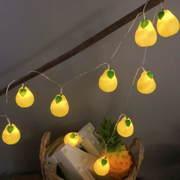 Cute Pear String Light Battery Powered Fruit Night Light for Boys Girls Room Kitchen Birthday Decoartion