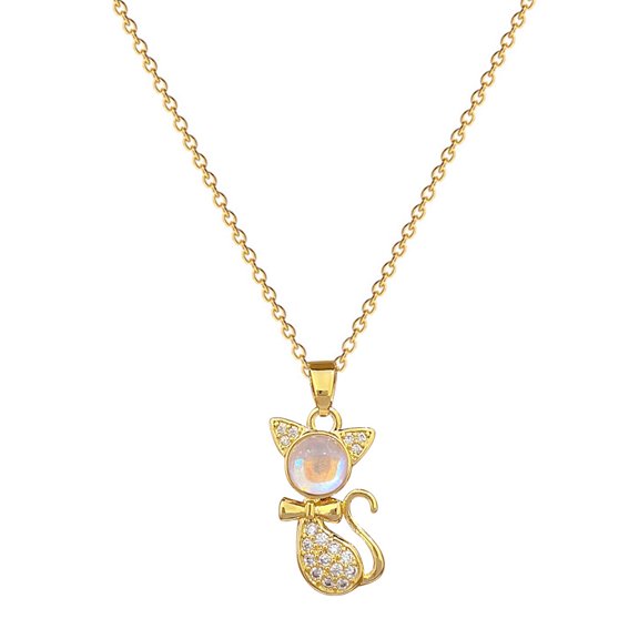Cute Pearl Cat Pendant Choker Necklace for Women Fashion Adorable Cubic Zirconia Crown Kitten Charm Goldtone Playful Animal Adjustable Chain Necklaces Jewelry Gifts for Wife Mom Girlfriend Pet Lovers