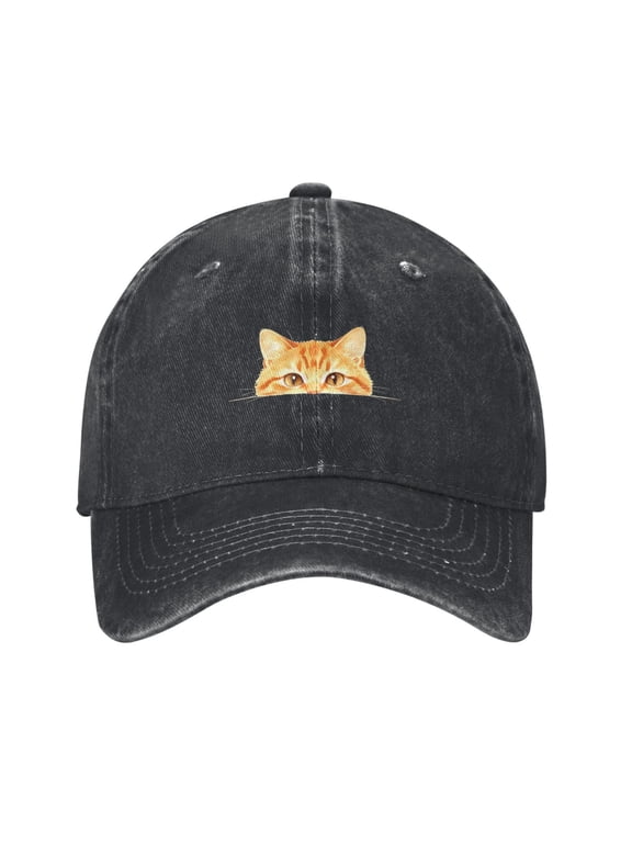 Cute Peeking Cat Baseball Cap Casual Versatile Denim Cats Hat Birthday Gifts for Women Cat Lovers Adults