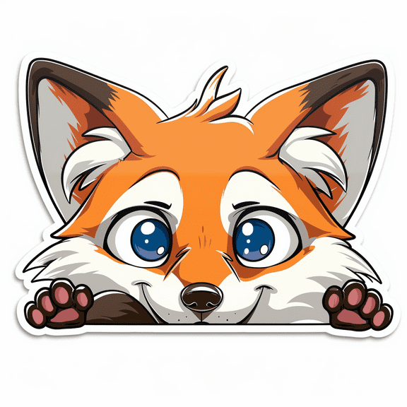 Cute Peeking Fox Car Sticker  Adorable Animal Decal for Laptop, Bumper, Window, SUV, Funny Cartoon Fox Vinyl for Kids, Wildlife Lover Gift, Kawaii Fox Sticker for Car. Animi Fox Car Decoration