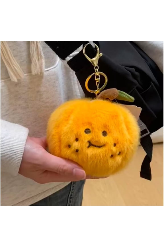 Cute Peelable Orange Segments Fruit Plush Toy Stuffed Soft Simulation Food Keychain Cartoon Gift