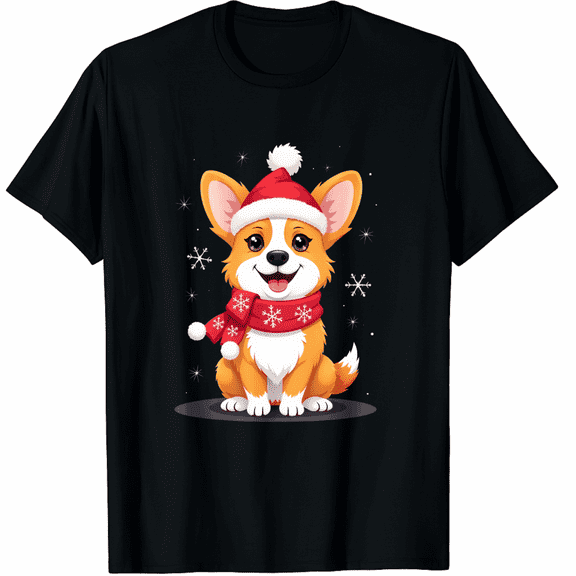 Cute Pembroke Welsh Corgi Dog Christmas Merry X-mas Graphic T-Shirt for Men Women