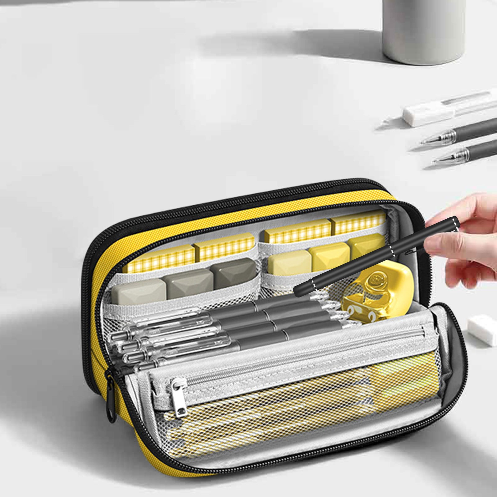 Cute Pen Case Zippered Pencil Pouch,Big Capacity Pencil Pen Case,Pencil Organizer Kawaii Pencil Case for Home Office Schoolsupplies(1PC)