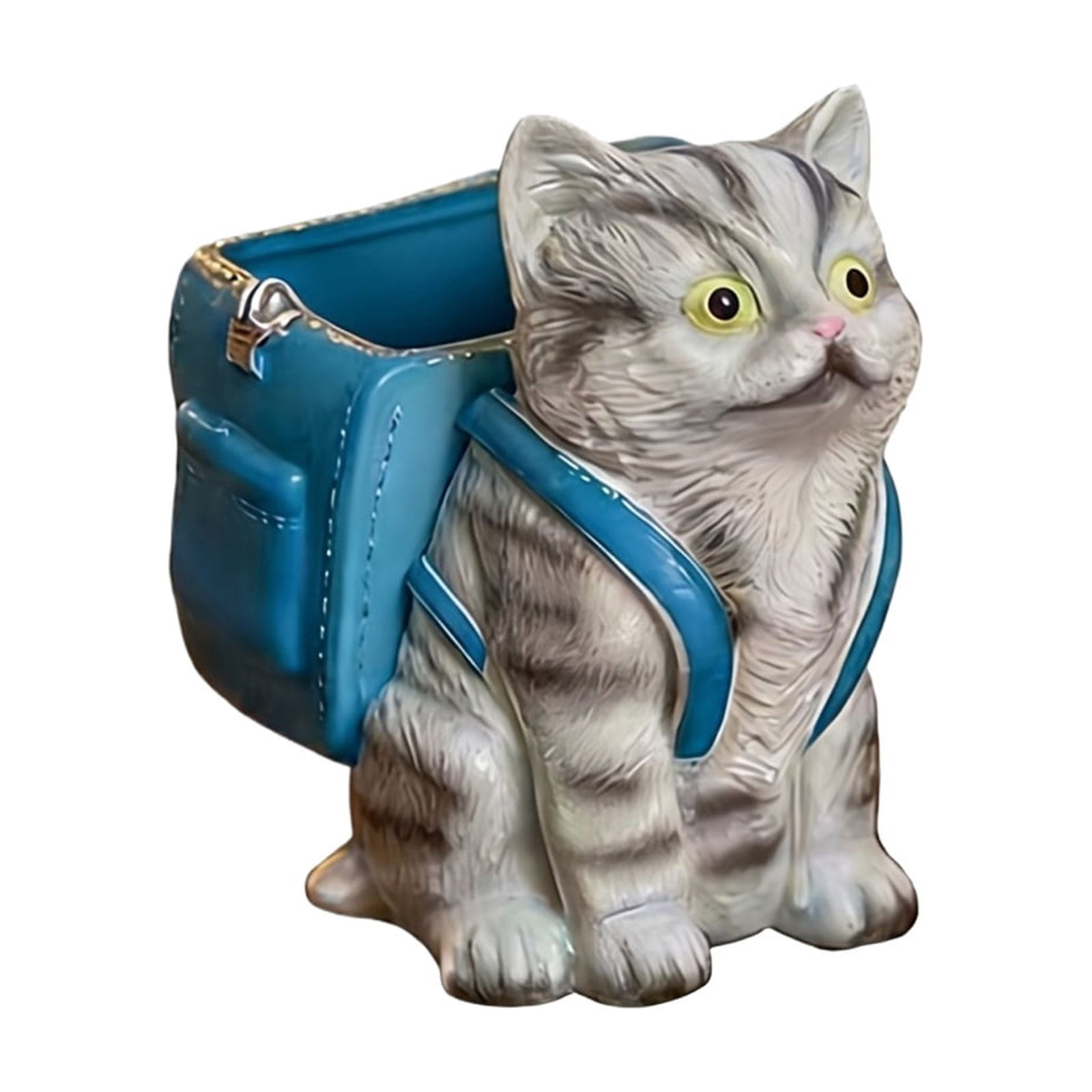 Cute Pen Holder for Desk Cat Decor for Home Office Desk Organizer Pen Holder Blue Cat Desk Accessories Home Office Decor 1 Pack