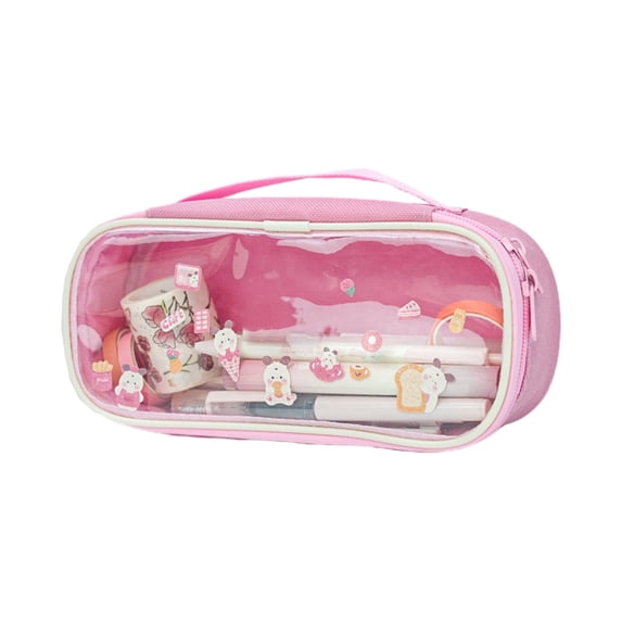 Cute Pencil Case, Aesthetic Pen Pouch, Colored Large Pencil Bag with Zipper, Stationery Storage and Organizer, School Supplies for Teen and Adult Girls Pink