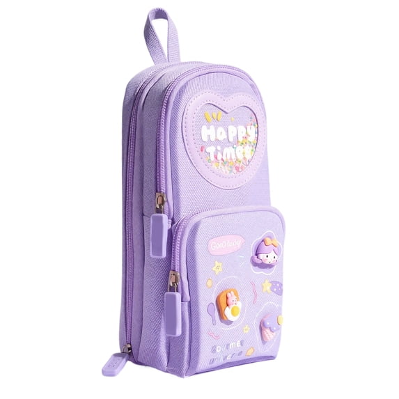 Cute Pencil Case for Girls Large Zippered Pen Pouch Organizer with Aesthetic Design Backpack Style Stationery Box for Kids School