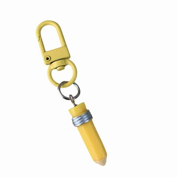 Cute Pencil Keychain Charm Sweet Design Plastic Resin Key Ring Hanging Decoration For Girls Gift Bag Accessory
