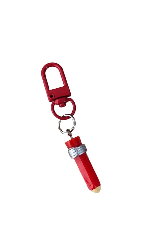 Cute Pencil Keychain Charm Sweet Design Plastic Resin Key Ring Hanging Decoration For Girls Gift Bag Accessory