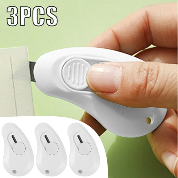 Cute Pencil Pouch Clearance Sale!Egg Shaped Utility Retractable Portable Mini For Wrapping Envelopes Letterbox Cutter With Keychain Holes 3Pack, Office Cabinet
