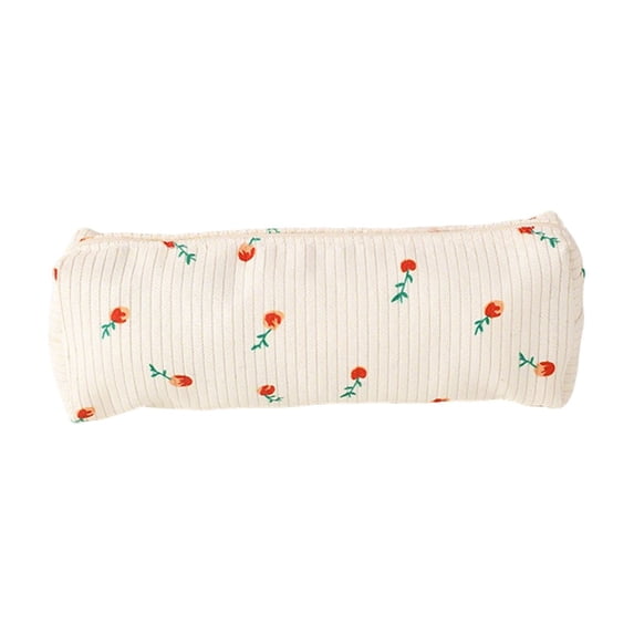 Cute Pencil Pouch, Slim Cylindrical Floral Print Pen Bag, Lightweight Portable Stationery Organizer for Office Desk Artist Creation and Travel Storage