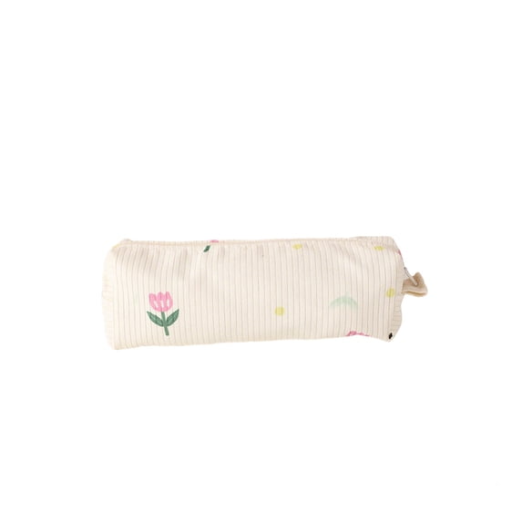 Cute Pencil Pouch, Slim Cylindrical Floral Print Pen Bag, Lightweight Portable Stationery Organizer for Office Desk Artist Creation and Travel Storage