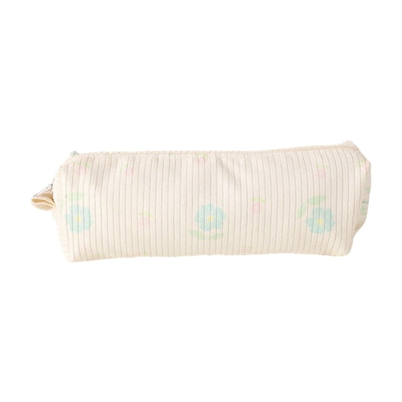 Cute Pencil Pouch, Slim Cylindrical Floral Print Pen Bag, Lightweight Portable Stationery Organizer for Office Desk Artist Creation and Travel Storage