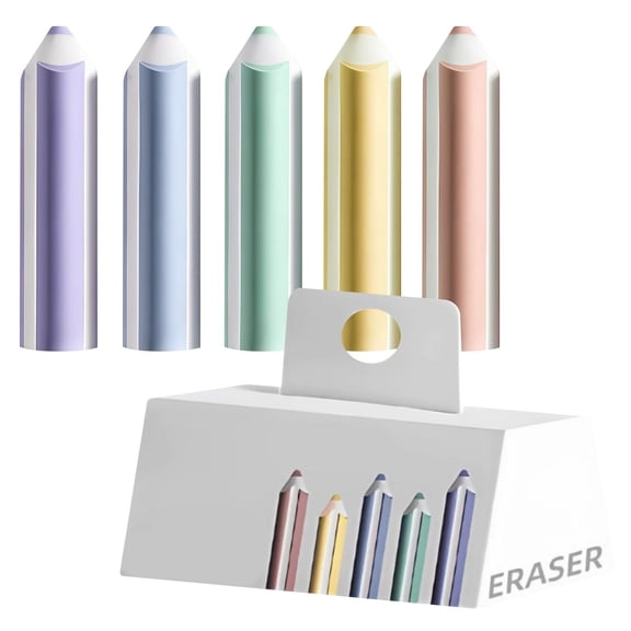 Cute Pencil Shaped Erasers, Novelty Eraser Set For Daily Use, Fun Design For Art And Writing, Smudge Free (White ,5.6*1.7)