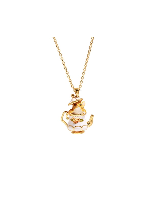 Cute Pendant Necklace Chipmunk Teapot Dangle Earrings Jewelry Set Chain Necklace for Daily Party Wear