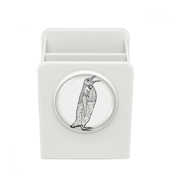 Cute Penguin Animal Portrait Sketch Desk Pencil Holder Cup Pen Organizer
