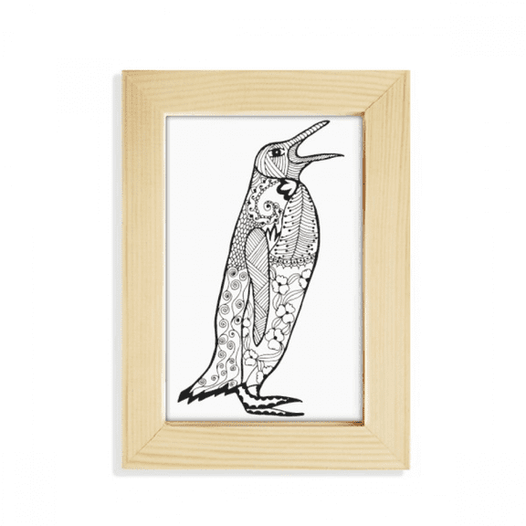 Cute Penguin Animal Portrait Sketch Desktop Display Photo Frame Picture Art Painting 5x7 inch