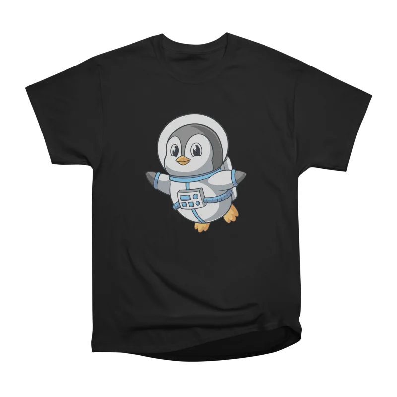 Cute Penguin Astronaut Space Explorer Animal Illustration T-Shirt Tee ...