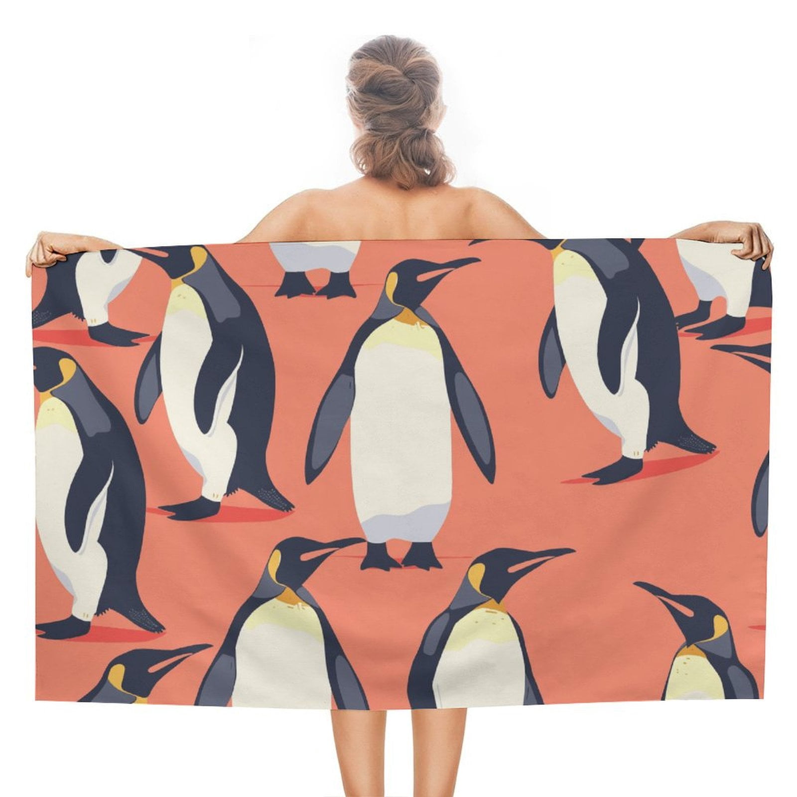 Cute Penguin Beach Towel – with A Unique Design, Extra Large,XL (32”x 63”) for Kids & Adults