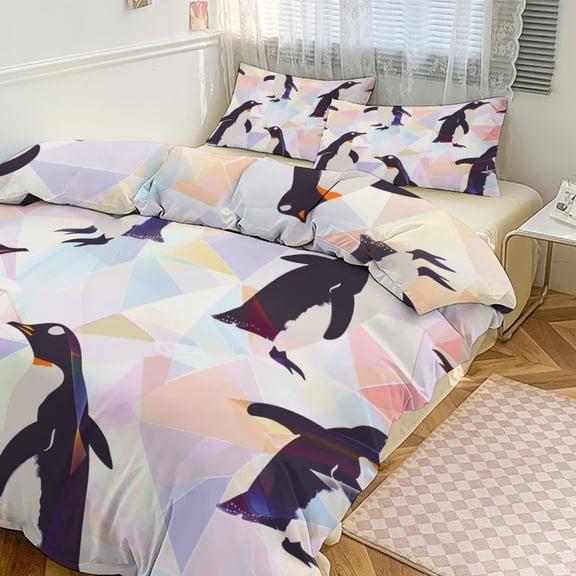 Cute Penguin Bedding Set with Zipper Closure for Girls & Boys