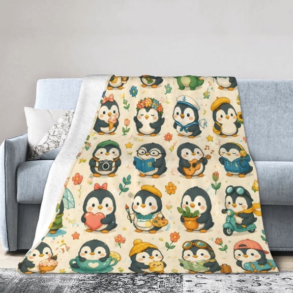 Cute Penguin Blanket Gift Cozy Soft Home Decor with Fun and Playful Design for and Animal Lovers 50x40