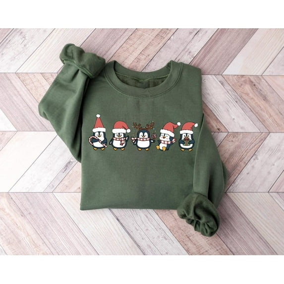 Cute Penguin Christmas Sweatshirt, North Pole Christmas Penguin Shirt
