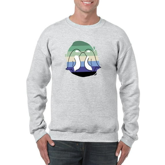 Cute Penguin Couple Over Flag Sweatshirt Men -Smartprints Designs, Male Medium