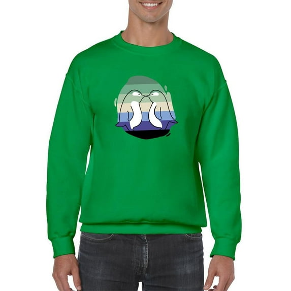 Cute Penguin Couple Over Flag Sweatshirt Men -Smartprints Designs, Male x-Large
