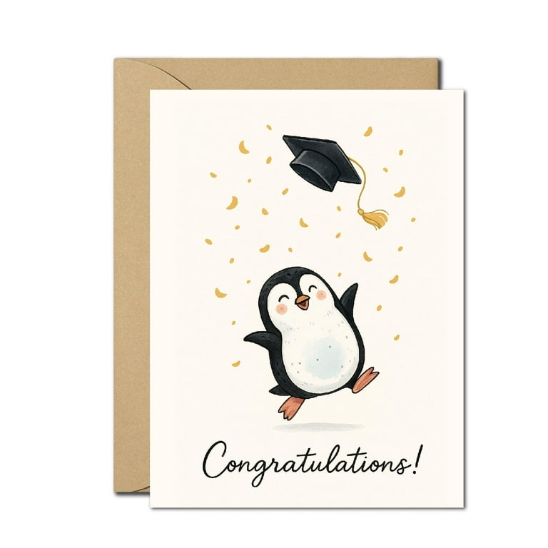 Cute Penguin Graduation Card – Happy Graduate Congratulations Card