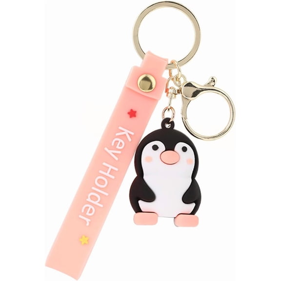Cute Penguin Keychain – PVC Rubber Key Ring for Wallets, Purses, Bags, Car Keys, Penguin Accessories Gift
