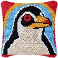 thumbnail image 1 of Cute Penguin Latch Hook Pillow Cover Kits for DIY Handmade Throw Pillow Cross Stitch Latch Hook Pillowcase Rug Kits with Preprinted Color Pattern Canvas Crochet Yarn Kits 17''X 17''(bs4), 1 of 7