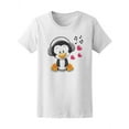 thumbnail image 1 of Cute Penguin Listening To Music T-Shirt Women -Image by Shutterstock, Female Large, 1 of 2