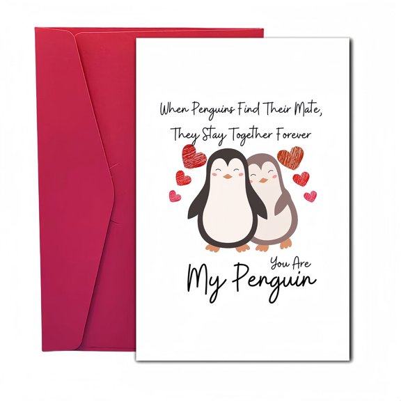 Cute Penguin Love Card "You Are My Penguin" Design with Sweet Message Perfect for Valentine's Day, Anniversaries, or Just Because Envelope Included