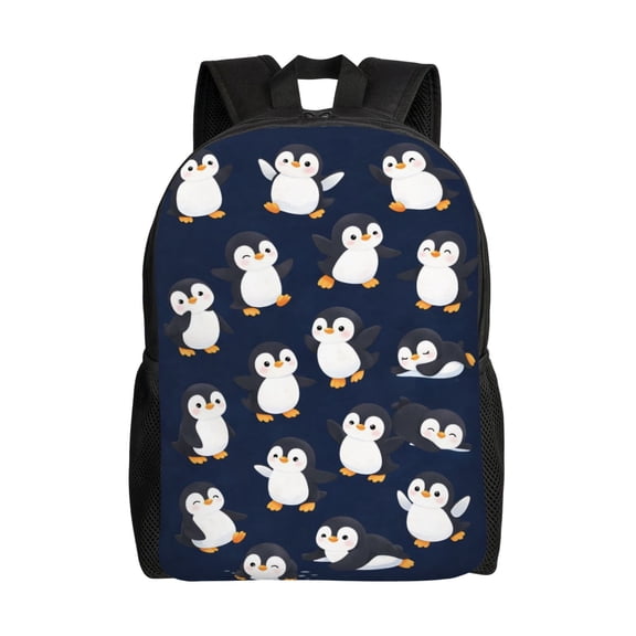 Cute Penguin Pattern Backpack Large Capacity Laptop Bag for Men and Women