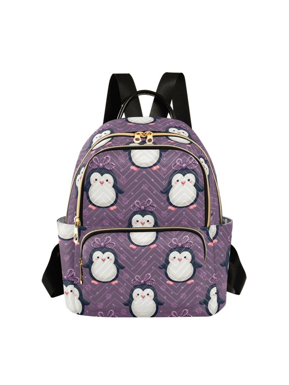 Cute Penguin Pattern Fashion Backpack Quilted Lightweight Women Travel Daypack 8.5L